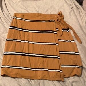 BP Mustard Yellow Striped Wrap Skirt